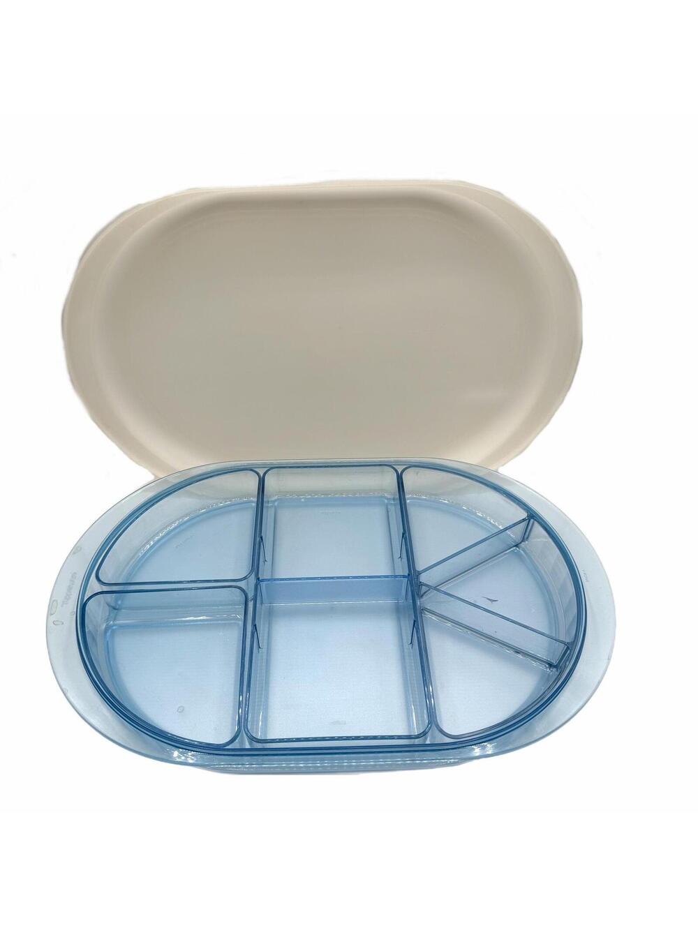 Tupperware Preludio Blue Oval Divided Serving Tray Removable Inserts #2015